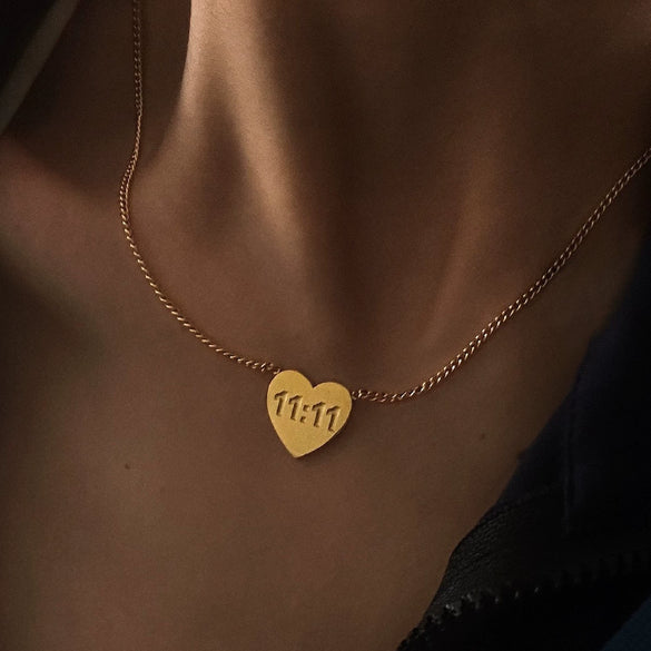 Titanium Steel Heart Stackable Necklace With Letters Numbers Text Electroplating