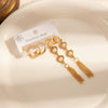 Titanium Steel Heart Tassel And Pearl Earrings Set For Women Electroplated Fashion Geometric Style