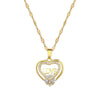 Titanium Steel Heartshaped Clavicle Chain With Copper Pendant And Geometric Pattern And Diamond Design