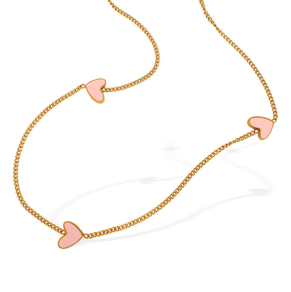 316L Stainless Steel Heartshaped Electroplated Necklace For Women