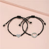 Titanium Steel Heartshaped Geometry Style Adjustable Unisex Bracelet 2Piece Set