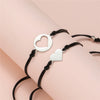 Titanium Steel Heartshaped Geometry Style Adjustable Unisex Bracelet 2Piece Set