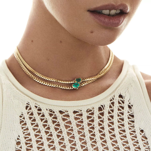 Titanium Steel Heartshaped Light Luxury Cuban Chain Necklace With Furnace Vacuum Plating And Diamond Design
