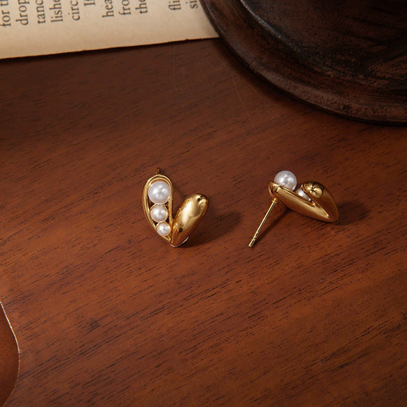 Titanium Steel Heartshaped Light Luxury Earrings With Electroplating Design For Women