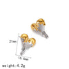 Titanium Steel Heartshaped Women's Earrings With Electroplating