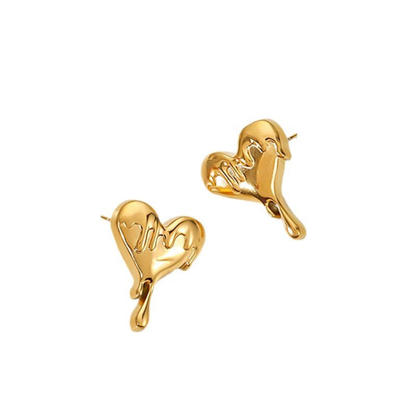 Titanium Steel Heartshaped Women's Earrings With Electroplating
