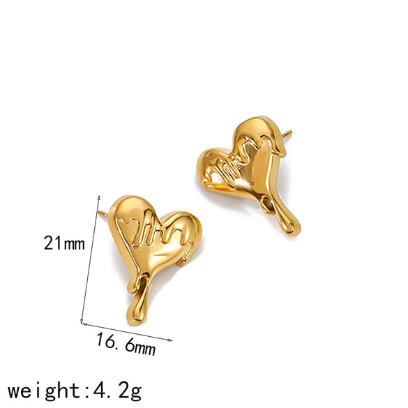 Titanium Steel Heartshaped Women's Earrings With Electroplating