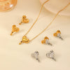 Titanium Steel Heartshaped Women's Earrings With Electroplating