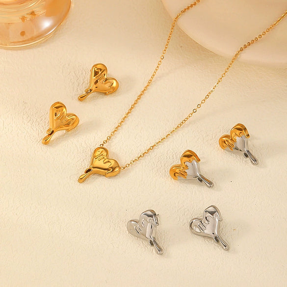 Titanium Steel Heartshaped Women's Earrings With Electroplating