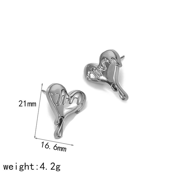 Titanium Steel Heartshaped Women's Earrings With Electroplating