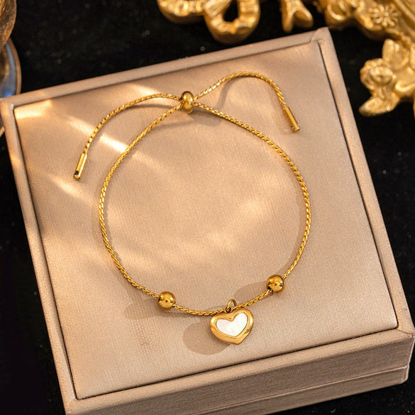 Titanium Steel Heartshaped Women's Fashionable Elegant Electroplated Bracelet