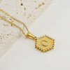 316L Stainless Steel Hexagonal Letter Pendant Necklace For Women With Electroplating And Ochain