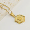 316L Stainless Steel Hexagonal Letter Pendant Necklace For Women With Electroplating And Ochain