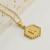 316L Stainless Steel Hexagonal Letter Pendant Necklace For Women With Electroplating And Ochain