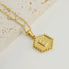 316L Stainless Steel Hexagonal Letter Pendant Necklace For Women With Electroplating And Ochain