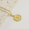 316L Stainless Steel Hexagonal Letter Pendant Necklace For Women With Electroplating And Ochain