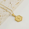 316L Stainless Steel Hexagonal Letter Pendant Necklace For Women With Electroplating And Ochain