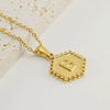 316L Stainless Steel Hexagonal Letter Pendant Necklace For Women With Electroplating And Ochain