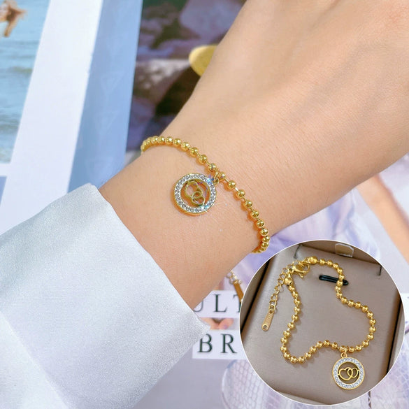 Titanium Steel Hip Hop Bracelet With Gold Inlaid Constellation Cartoon Style