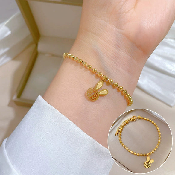 Titanium Steel Hip Hop Bracelet With Gold Inlaid Constellation Cartoon Style