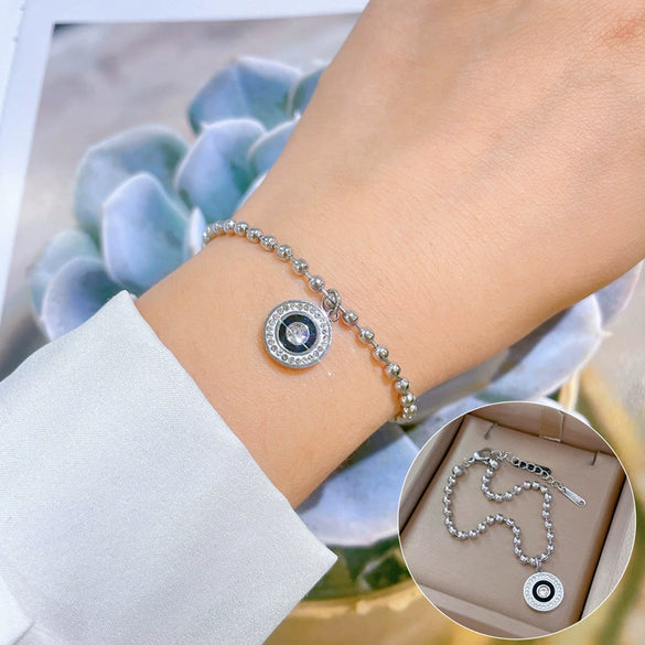 Titanium Steel Hip Hop Bracelet With Gold Inlaid Constellation Cartoon Style
