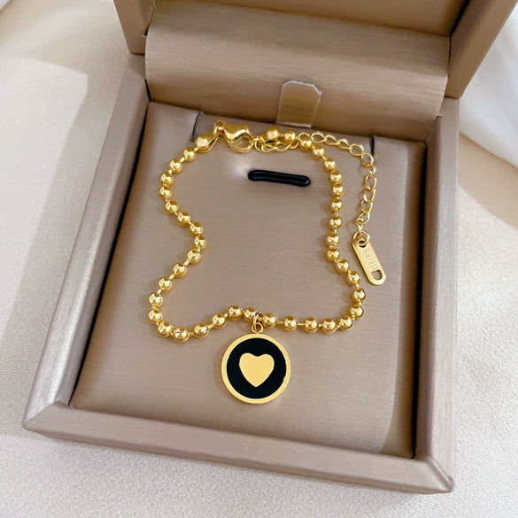 Titanium Steel Hip Hop Bracelet With Gold Inlaid Constellation Cartoon Style