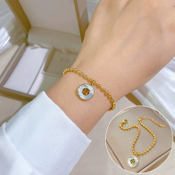 Titanium Steel Hip Hop Bracelet With Gold Inlaid Constellation Cartoon Style