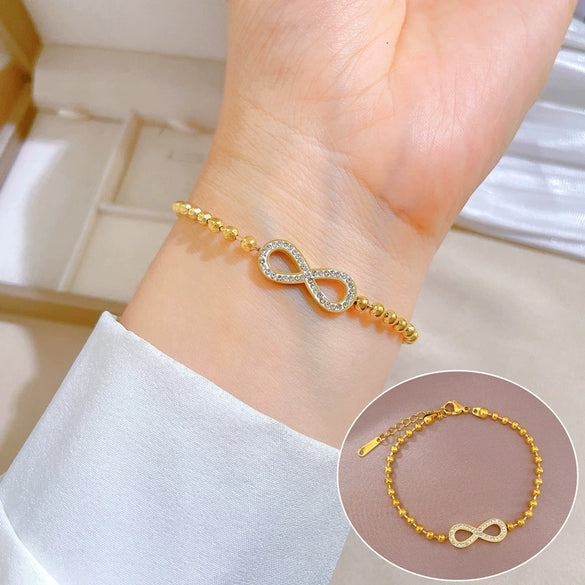 Titanium Steel Hip Hop Bracelet With Gold Inlaid Constellation Cartoon Style