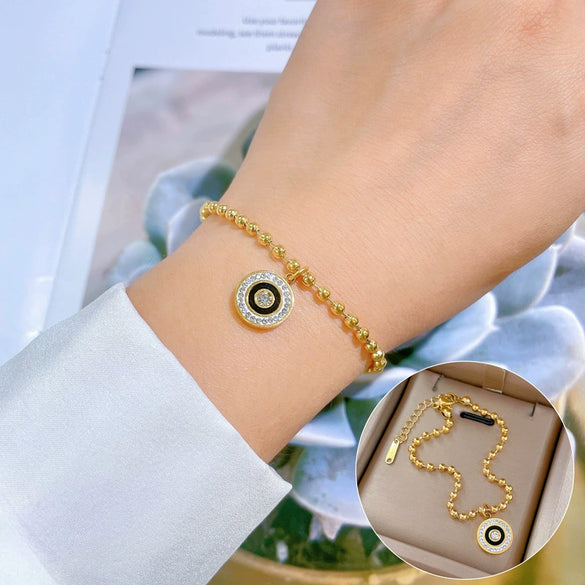 Titanium Steel Hip Hop Bracelet With Gold Inlaid Constellation Cartoon Style