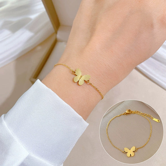 Titanium Steel Hip Hop Bracelet With Gold Inlaid Constellation Cartoon Style