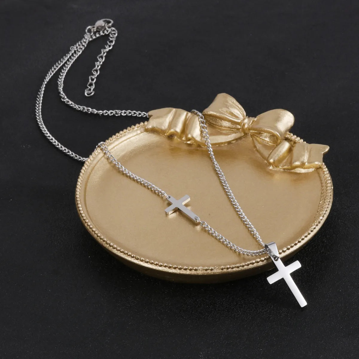 Titanium Steel Hip-Hop Cross Polishing Pendant Necklace