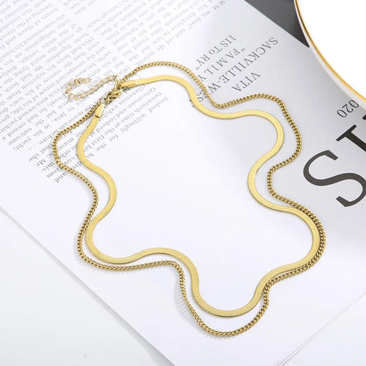 Titanium Steel Hip-Hop Geometric Solid Color Plating Layered Necklaces