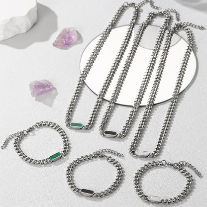 Titanium Steel Hip-Hop Geometric Solid Color Polishing Plating Jewelry Set