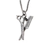 304 Stainless Steel Hip-Hop Punk Scissors COMD Hammer Turquoise Glass Stone Pendant Necklace