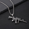 304 Stainless Steel Hip-Hop Punk Scissors COMD Hammer Turquoise Glass Stone Pendant Necklace