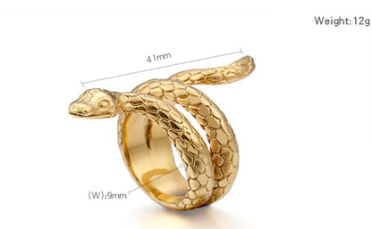 Titanium Steel 18K Gold Plated Hip-Hop Punk Snake Rings