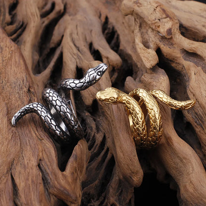 Titanium Steel 18K Gold Plated Hip-Hop Punk Snake Rings