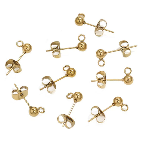 Titanium Steel Hip Hop Style Round Head Handmade Electroplated Geometric Unisex Earrings Jewelry Accessories