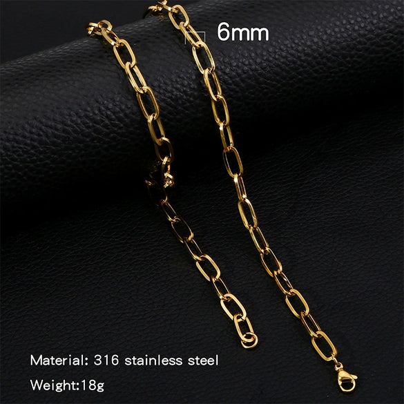 Titanium Steel Hiphop Street Geometric Square Line Oshaped Electroplated Wave Pattern Unisex Jewelry
