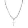 Titanium Steel Hiphop Style Geometric Diamond Cross Pendant Long Necklace