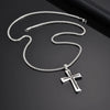 Titanium Steel Hiphop Stylish Geometric Micropaved Cross Pendant Necklace