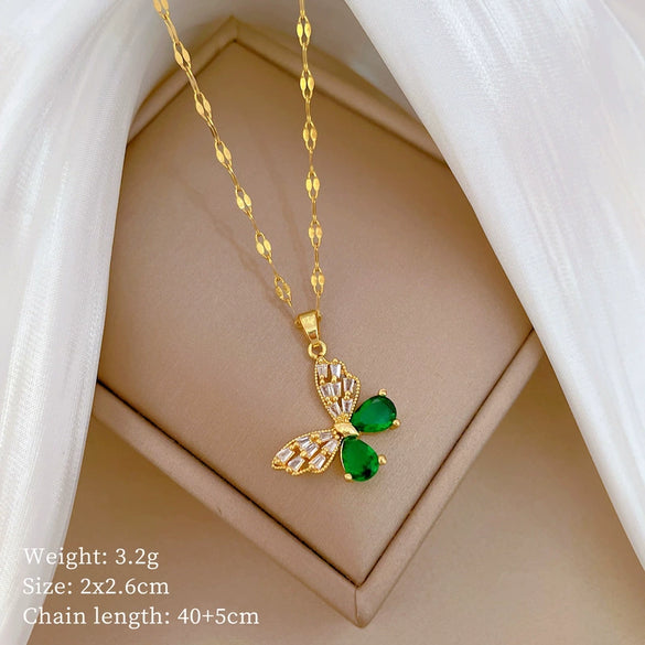 Titanium Steel Hollow Butterfly Women's Jewelry Set With Geometric Pattern And Electroplating Treatment