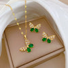 Titanium Steel Hollow Butterfly Women's Jewelry Set With Geometric Pattern And Electroplating Treatment