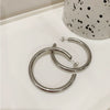 Titanium Steel Hollow Circle Geometric Inlaid With Gold Minimalist Earrings
