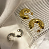 Titanium Steel Hollow Circle Geometric Inlaid With Gold Minimalist Earrings