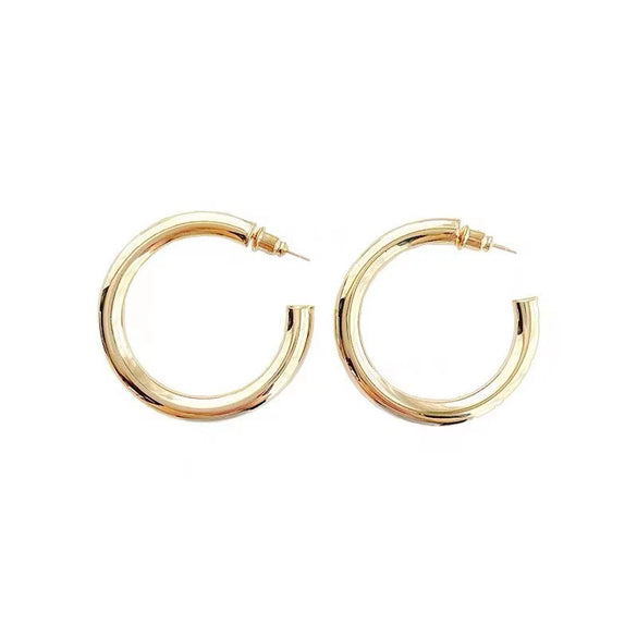 Titanium Steel Hollow Circle Geometric Inlaid With Gold Minimalist Earrings