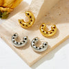Titanium Steel Hollow Earrings With Cartoon And Geometric Style Vacuum Plating In Furnace Unisex