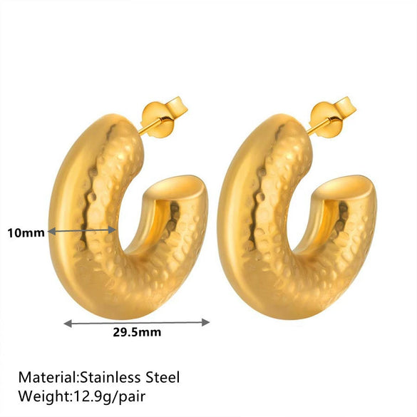 Titanium Steel Hollow Earrings With Cartoon And Geometric Style Vacuum Plating In Furnace Unisex