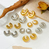 Titanium Steel Hollow Earrings With Cartoon And Geometric Style Vacuum Plating In Furnace Unisex