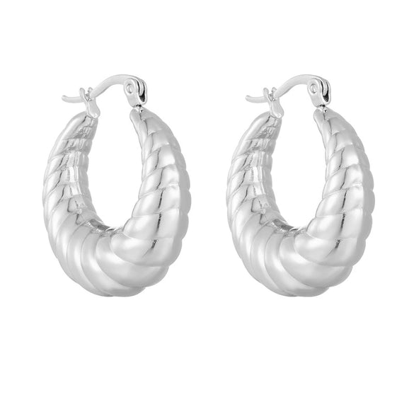 Titanium Steel Hollow Earrings With Cartoon And Geometric Style Vacuum Plating In Furnace Unisex